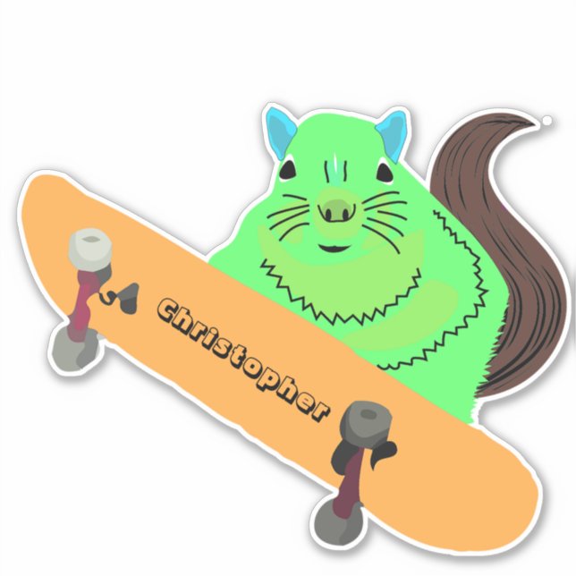 Naughty Squirrel #119 Skateboarding Sticker (Front)