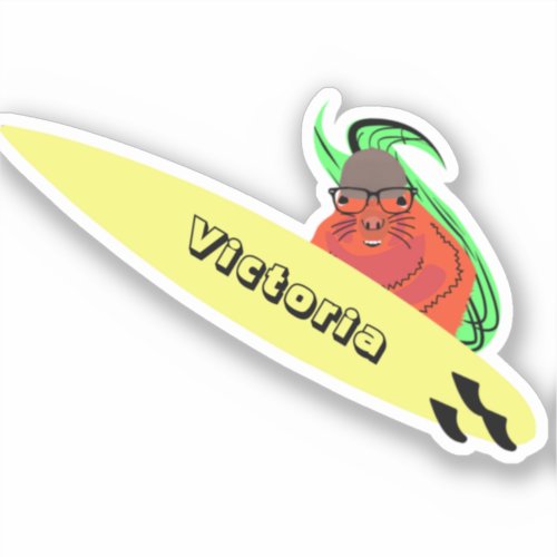 Naughty Squirrel 1201 Surfing Sticker