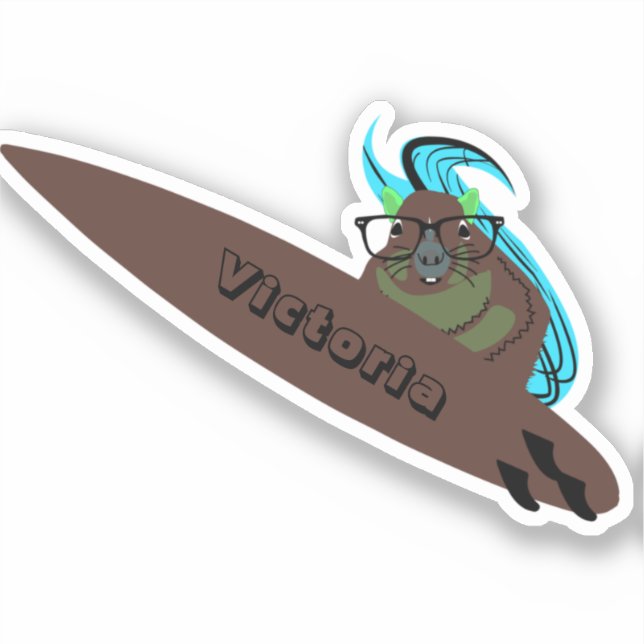 Naughty Squirrel #1267 Surfing Sticker (Front)