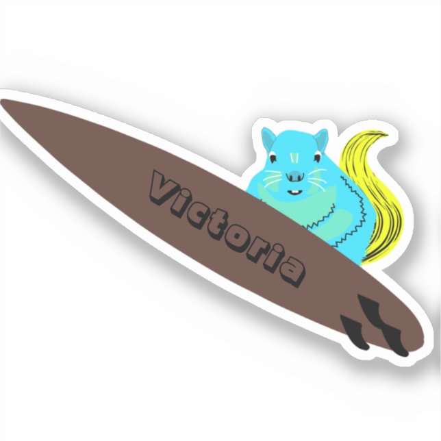 Naughty Squirrel #1298 Surfing Sticker (Front)