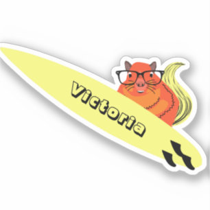 Naughty Squirrel #1318 Surfing Sticker