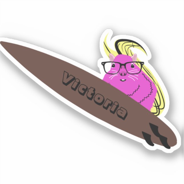 Naughty Squirrel #1328 Surfing Sticker (Front)