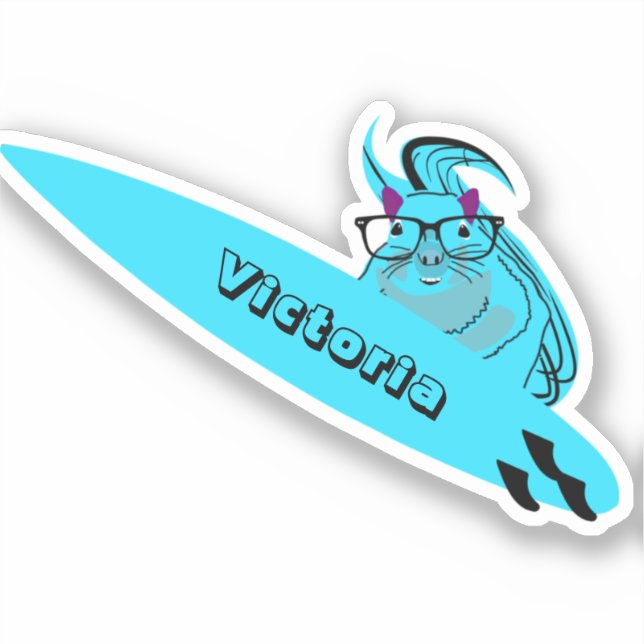 Naughty Squirrel #1329 Surfing Sticker (Front)