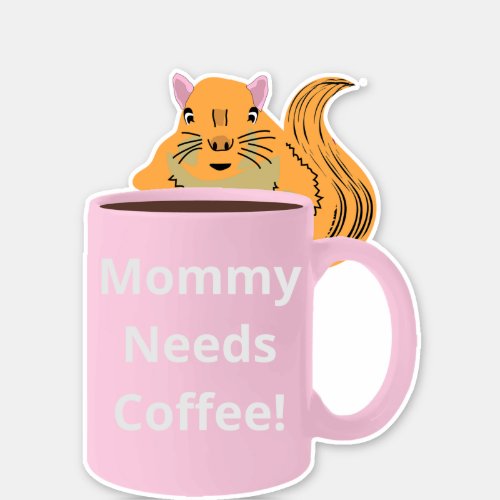 Naughty Squirrel 135 Coffee Cup Sticker