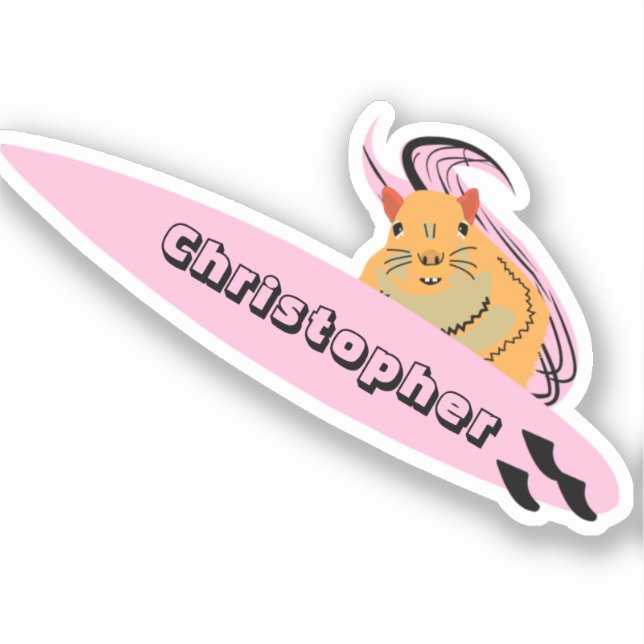 Naughty Squirrel #139 Surfing Sticker (Front)