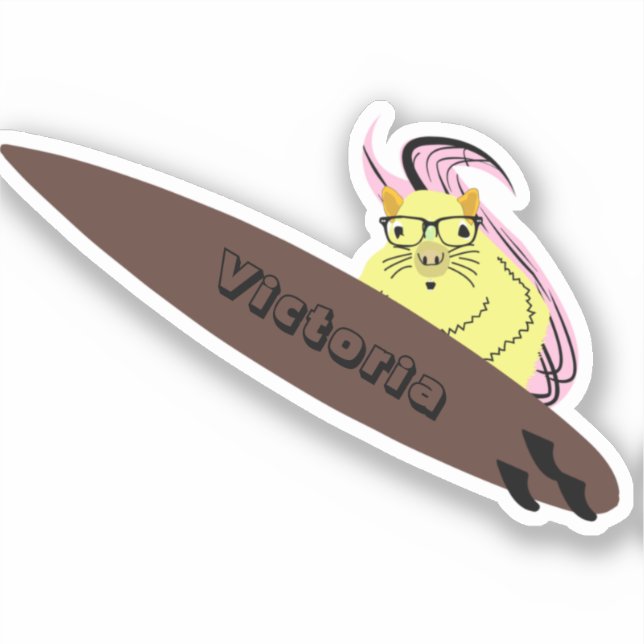 Naughty Squirrel #1667 Surfing Sticker (Front)