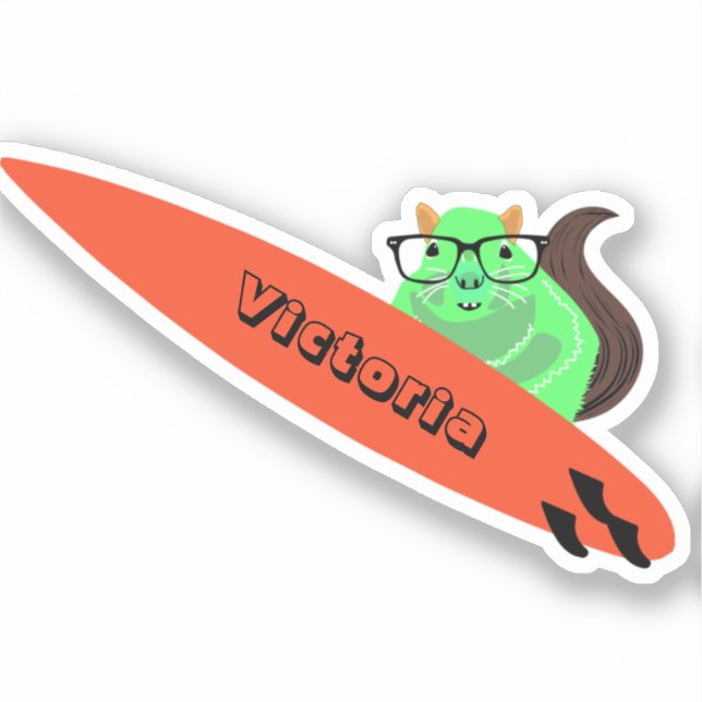 Naughty Squirrel #1688 Surfing Sticker (Front)