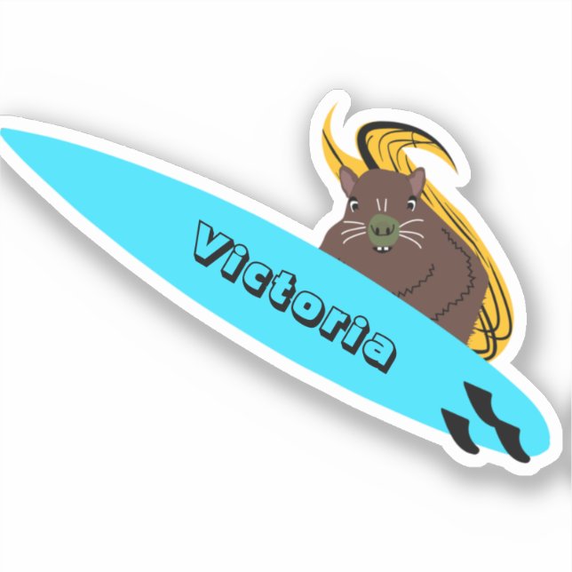 Naughty Squirrel #1699 Surfing Sticker (Front)