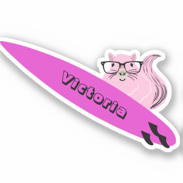 Naughty Squirrel #1828 Surfing Sticker (Front)