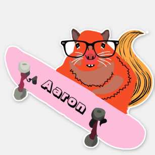 Naughty Squirrel #183 Skateboarding Sticker