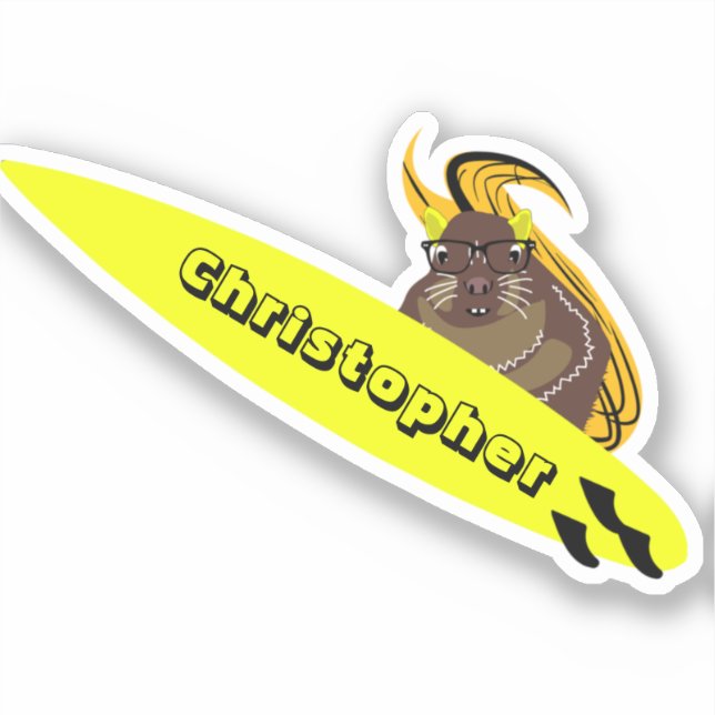 Naughty Squirrel #185 Surfing Sticker (Front)