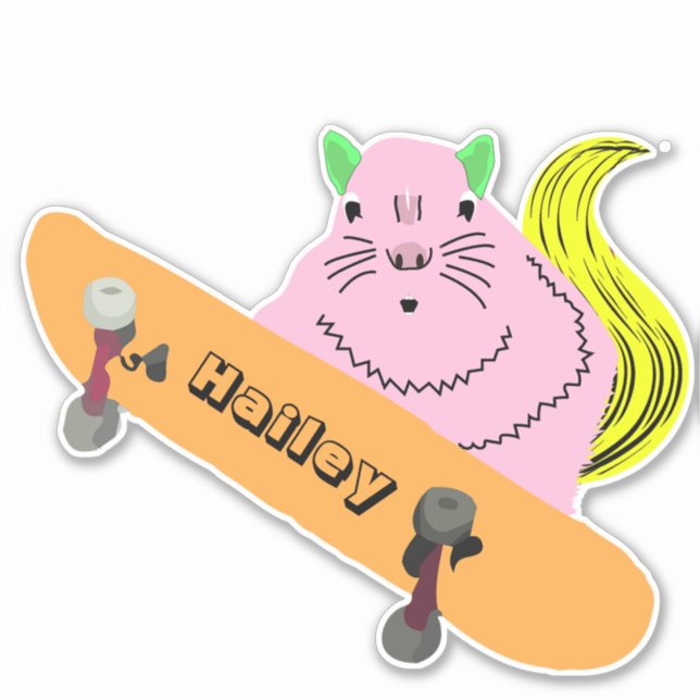 Naughty Squirrel #187 Hailey Skateboarding Sticker (Front)