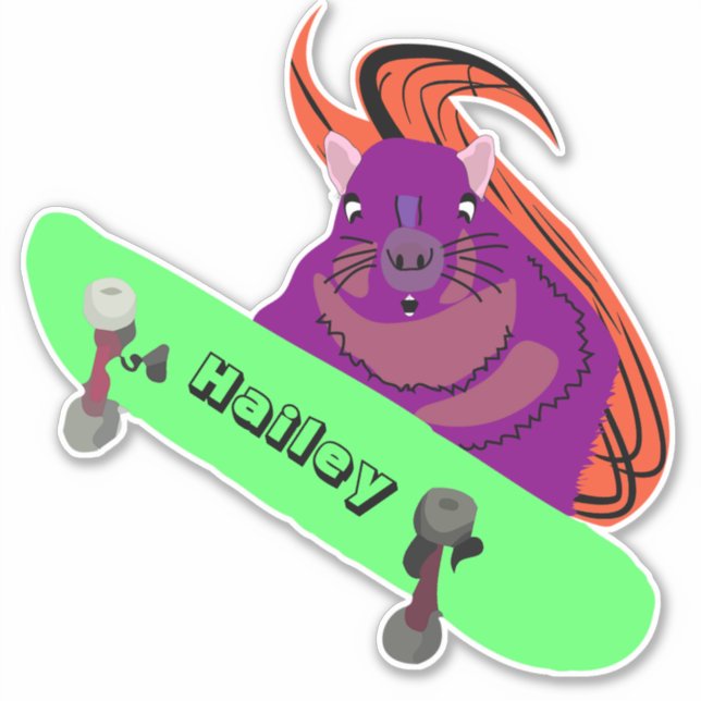 Naughty Squirrel #188 Hailey Skateboarding Sticker (Front)