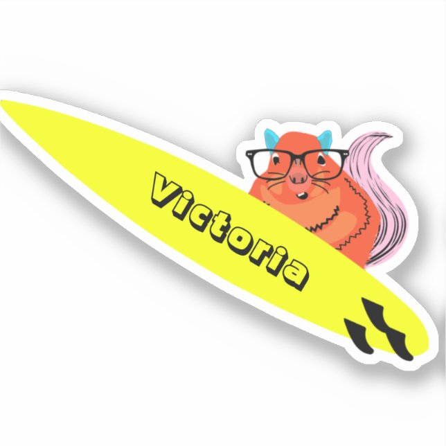 Naughty Squirrel #1892 Surfing Sticker (Front)