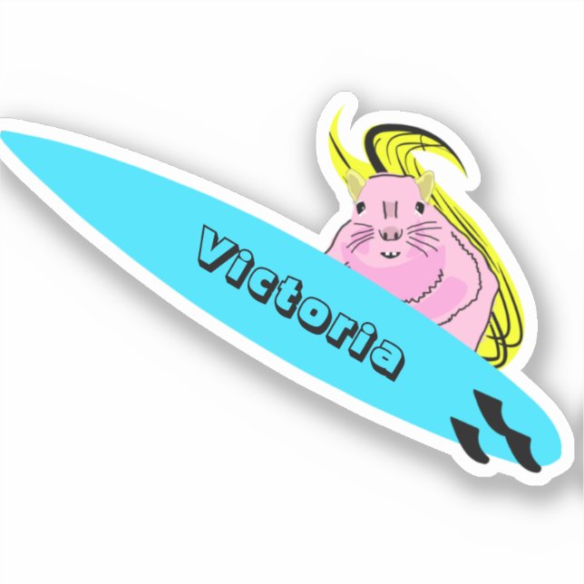 Naughty Squirrel #1902 Surfing Sticker (Front)