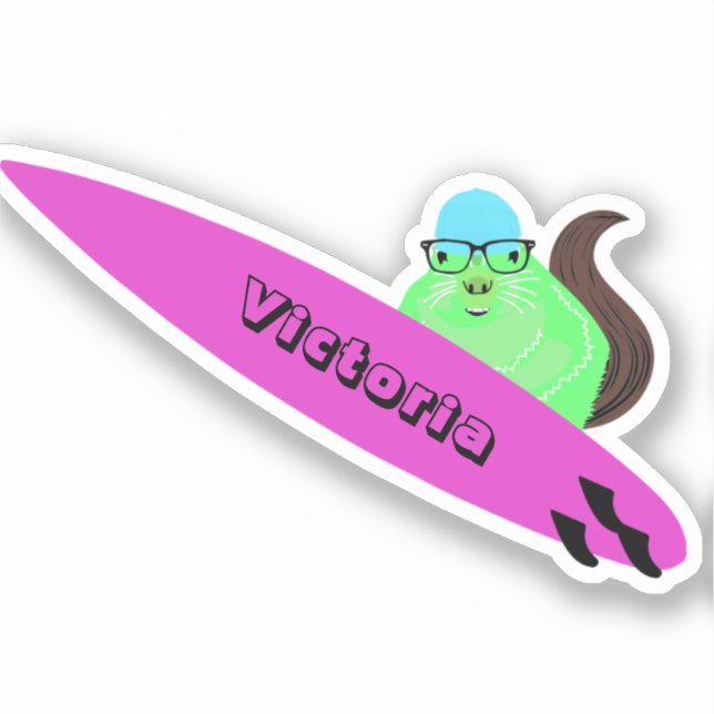 Naughty Squirrel #1927 Surfing Sticker (Front)