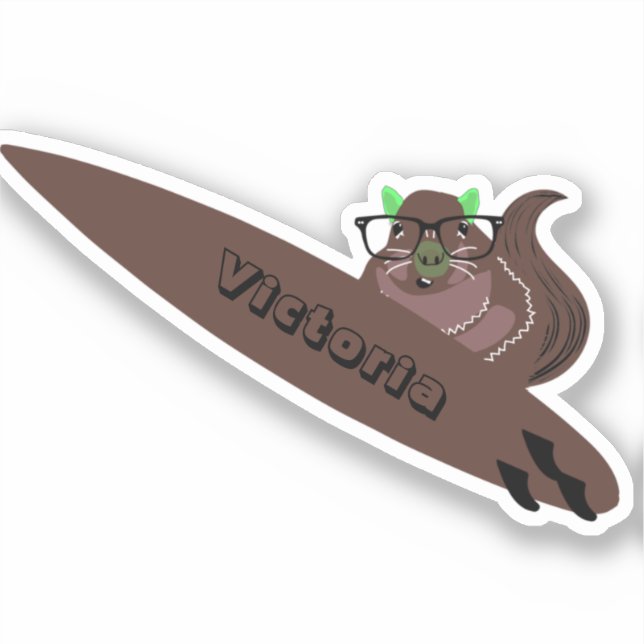 Naughty Squirrel #1951 Surfing Sticker (Front)