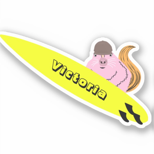 Naughty Squirrel #1994 Surfing Sticker (Front)