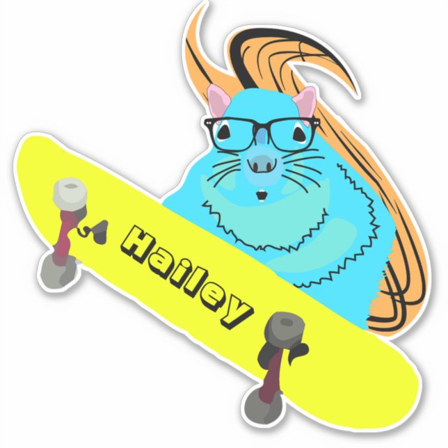 Naughty Squirrel #199 Hailey Skateboarding Sticker (Front)