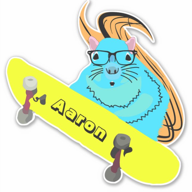 Naughty Squirrel #199 Skateboarding Sticker (Front)