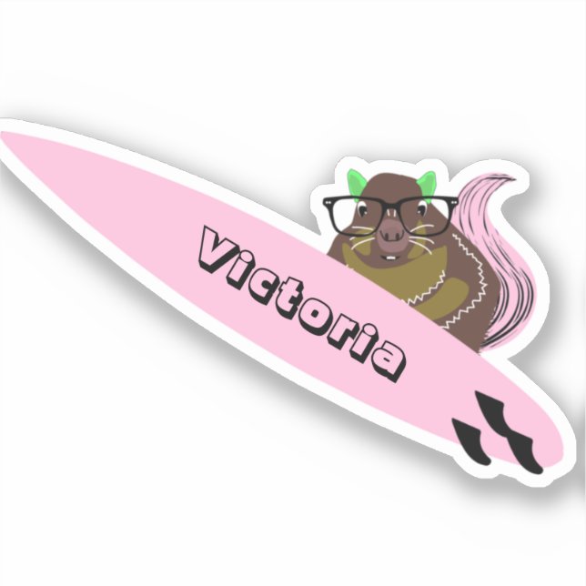 Naughty Squirrel #2010 Surfing Sticker (Front)