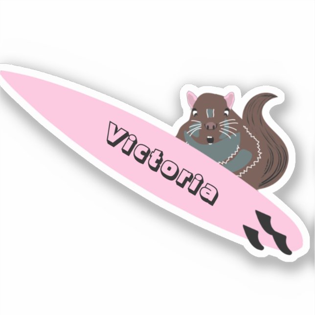 Naughty Squirrel #2095 Surfing Sticker (Front)