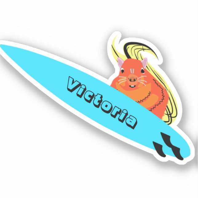 Naughty Squirrel #2098 Surfing Sticker (Front)