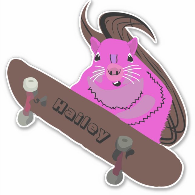 Naughty Squirrel #212 Hailey Skateboarding Sticker (Front)
