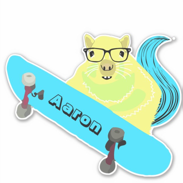 Naughty Squirrel #215 Skateboarding Sticker (Front)