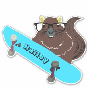 Naughty Squirrel #218 Hailey Skateboarding Sticker