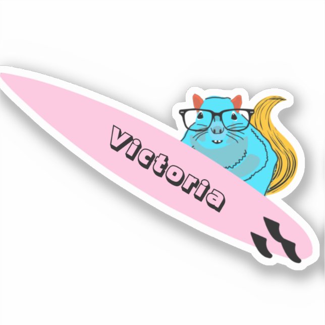 Naughty Squirrel #2196 Surfing Sticker (Front)