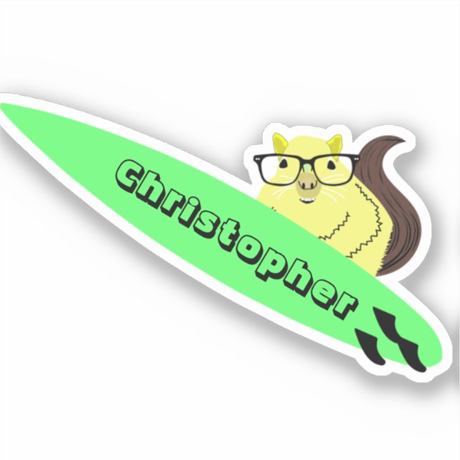 Naughty Squirrel #219 Surfing Sticker (Front)