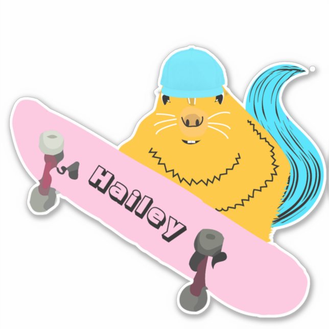 Naughty Squirrel #220 Hailey Skateboarding Sticker (Front)