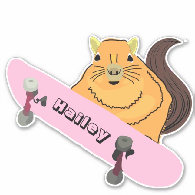 Naughty Squirrel #223 Hailey Skateboarding Sticker (Front)