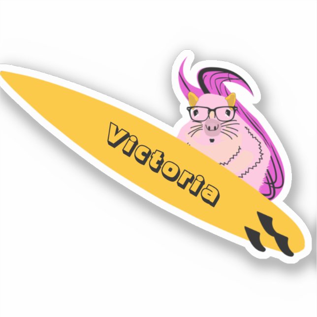 Naughty Squirrel #2274 Surfing Sticker (Front)