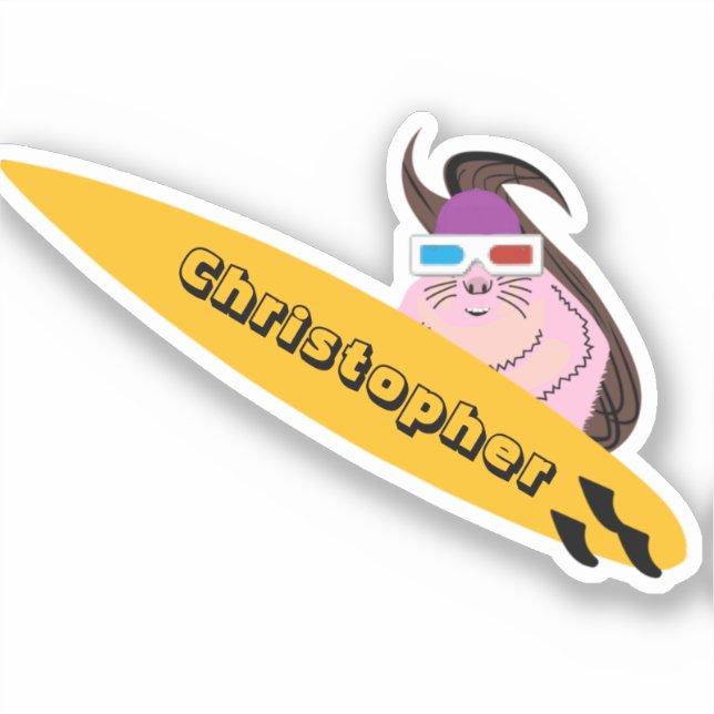 Naughty Squirrel #229 Surfing Sticker (Front)