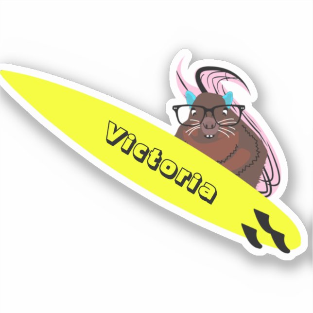 Naughty Squirrel #2315 Surfing Sticker (Front)
