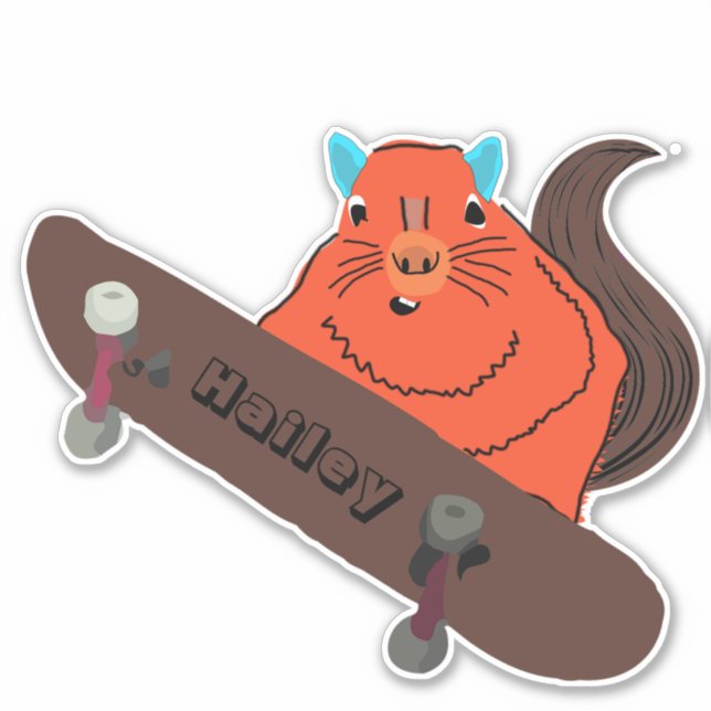 Naughty Squirrel #232 Hailey Skateboarding Sticker (Front)