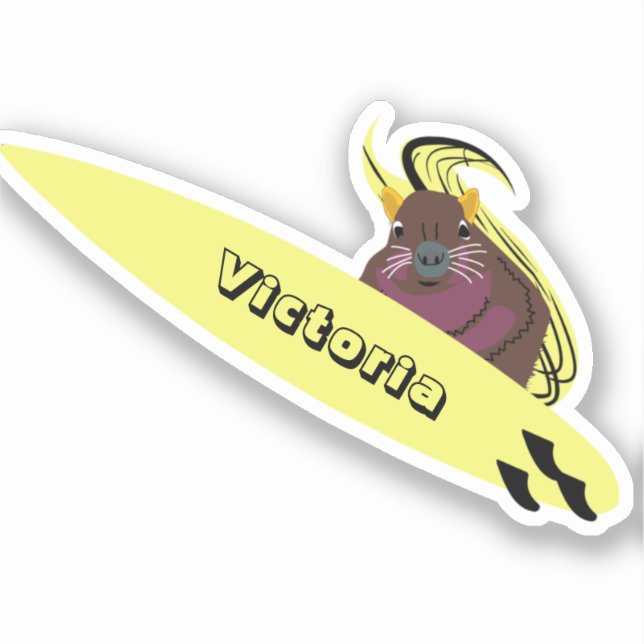 Naughty Squirrel #2340 Surfing Sticker (Front)