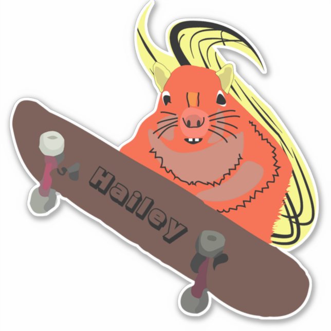 Naughty Squirrel #241 Hailey Skateboarding Sticker (Front)