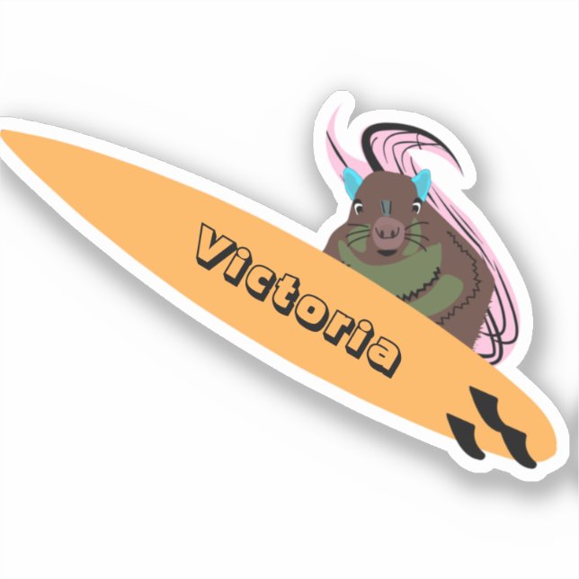 Naughty Squirrel #2443 Surfing Sticker (Front)