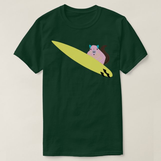 Naughty Squirrel 249 Surfing T-Shirt (Design Front)