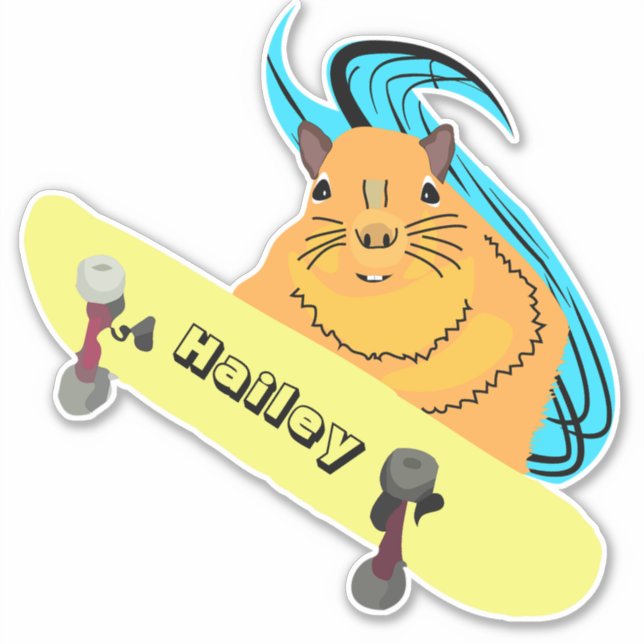 Naughty Squirrel #263 Hailey Skateboarding Sticker (Front)