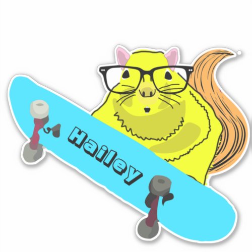 Naughty Squirrel 268 Hailey Skateboarding Sticker