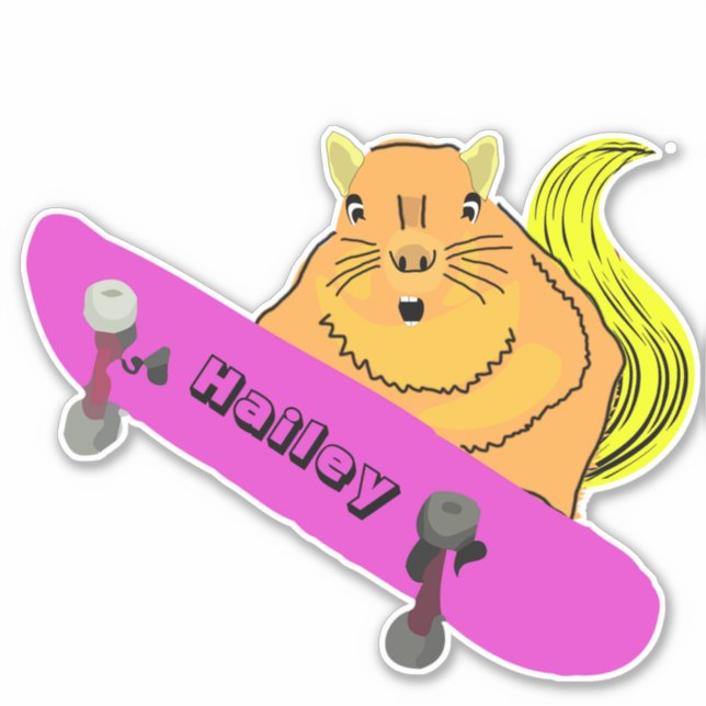 Naughty Squirrel #269 Hailey Skateboarding Sticker (Front)