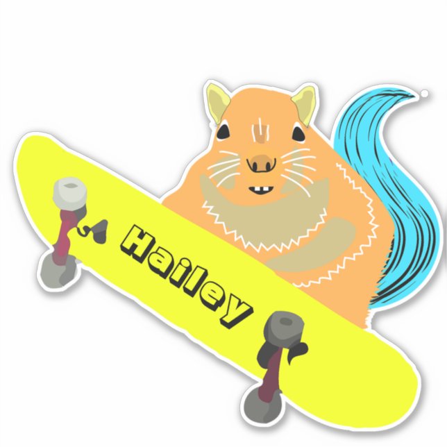 Naughty Squirrel #273 Hailey Skateboarding Sticker (Front)