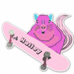 Naughty Squirrel #274 Hailey Skateboarding Sticker