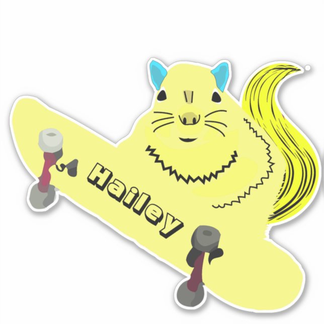 Naughty Squirrel #283 Hailey Skateboarding Sticker (Front)