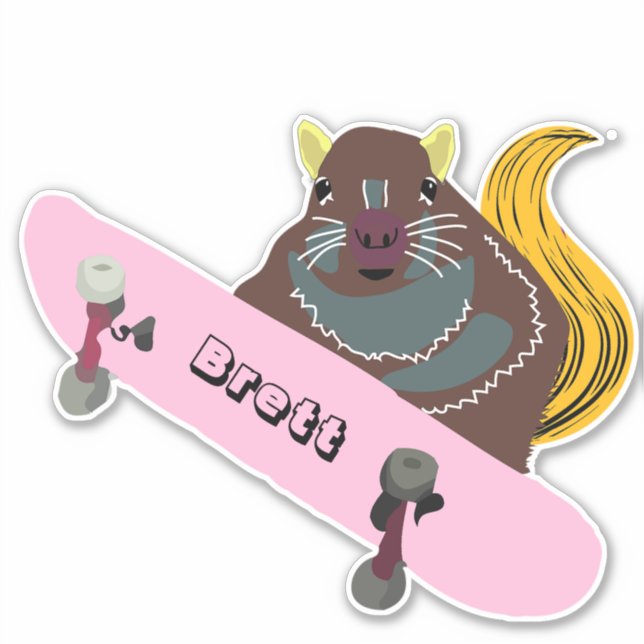 Naughty Squirrel #291 Brett Skateboarding Sticker (Front)