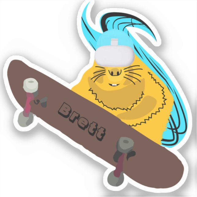 Naughty Squirrel #338 Brett Skateboarding Sticker (Front)